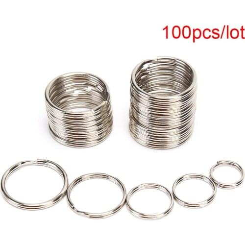 100PCS Dia 12 15 16 20mm Stainless Steel DIY Polished Split Ring Keyrings Key Chain Hoop Loop Key Holder