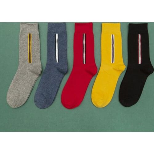 5 Pairs Hot Sale Mens Socks New Casual Socks Fashion Line Colorful Men Socks Happy Business Dress Cotton Socks For Man