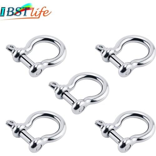 5PCS/Lot Stainless Steel 316 Boat Carabiner D Bow Shackle With Screw Pin Anchor Shackle Clasp Buckles For Yacht Canoe Marine