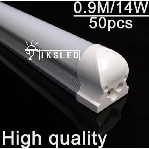 50pcs AC100-140V or 175-265V t8 led tube 900mm 14W high power fluorescent lamp energy saving