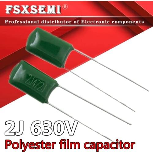 50pcs Polyester film capacitor 630V 1nF 1.5nF 10nF 22nF 33nF 47nF 2J102J 2J152J 2J222J 2J472J 2J682J 2J103J 2J223J 2J333J 2J473J