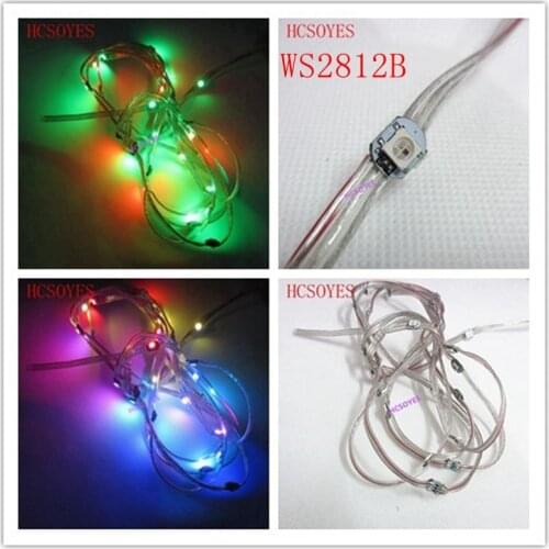 50pcs WS2812B Pre-Soldered Leds String with 10cm Wire DC5V WS2812 IC LED Module Heatsink Board Individually Addressable IP30