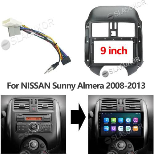9 inch For NISSAN Sunny Almera Versa 2008-2013 Wires Board Control Stereo Panel Dash Installation DVD Frame 2din Double Din