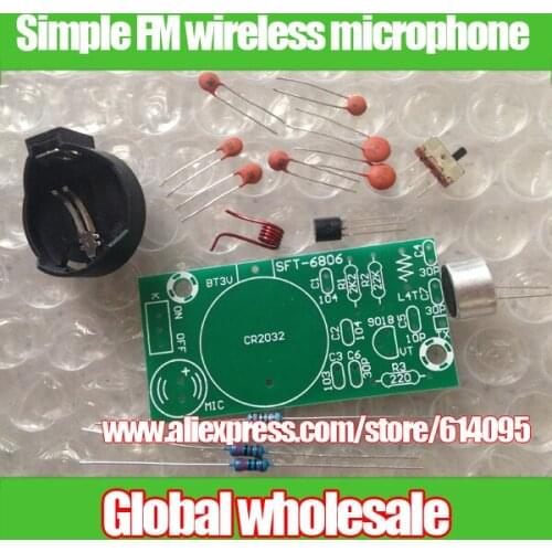 1kit Simple FM wireless microphone Electronic DIY parts kit set / 3V 88MHz-108MHz radio FM wireless microphone set module