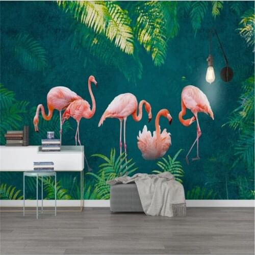 XUE SU Custom large wallpaper wall Nordic nostalgic tropical plants flamingo interior decoration painting wall cloth