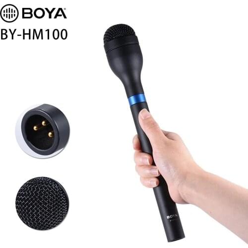 BOYA BY-HM100 Omni-Directional Wireless Handheld Dynamic Microphone XLR Long Handle Mic for ENG EFP Interview / News Gathering