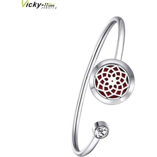 20mm Fairy Magnet Can Wiggle Up and Down Aroma Locket Stainless Steel Bangle Essential Oils Diffuser Locket Bracelet (Dropship)