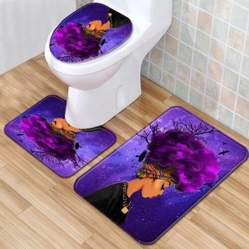 Toilet seat Cover 3pcs Set Bathroom Mat For Toilet Bathroom Flannel Printing Decoration Rug Water Absorption Non-slip Carpet