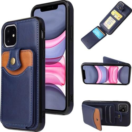 Phone holder Blue For iPhone 6 7 8 Plus Xs Xr 11 12 Pro Max Mini 2020se leather card case business phone case 2-3 days delivery