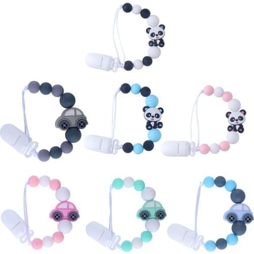 Baby Pacifier Clips Panda Pacifier Chain Holder for Soother Chew Toy Dummy Clips 19QF