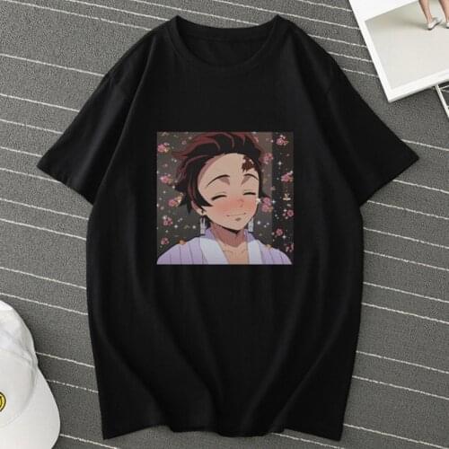 Demon Slayer Japanese Anime T Shirt Men Demon Slayer Tanjiro Funny Face Cartoon T-shirt Streetwear Tshirt Hip Hop Top Tee Male