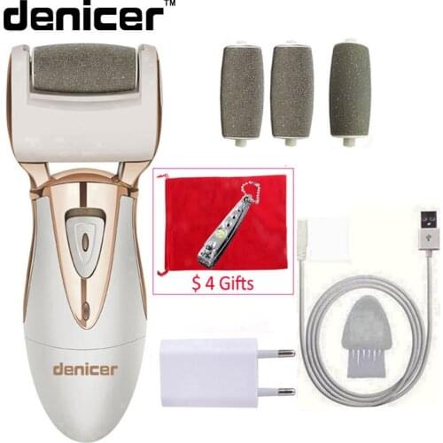 Hot rechargeable Pedicure Callus remover Electric Pedicure Foot File Function Care Tool for legs+3 Roller heads + Gift