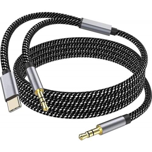 USB C to 3.5mm Audio Aux Jack Cable 3.5mm Male to Male Aux Cord for Headphones Car Speaker 2 in 1 USB C to 3.5mm Aux Audio Cable