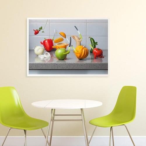 Fruits Kitchen Poster Canvas Painting Comic Food Fine Wall Art Poster and Print Colorful Picture For Dining Room Home Decor