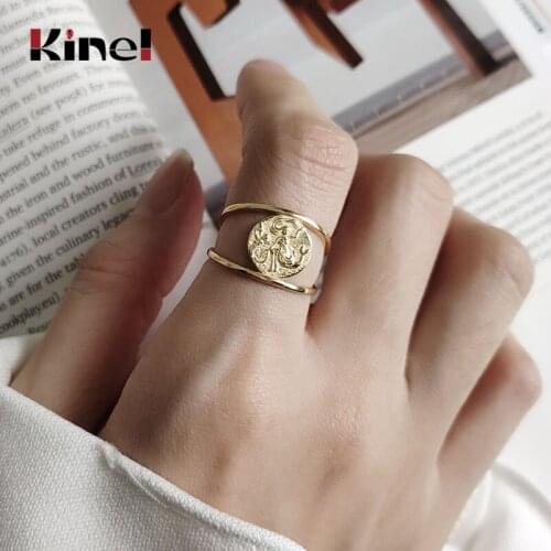 Kine 925 Sterling Silver Mermaid Rings 18K Gold Round Long Hair Creative Elegant Rings For Women Fashionable Jewelry Charm Gift