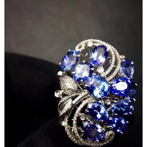 Tanzanite Ring Fine Jewelry Real Pure 18 K Gold AU750 100% Natural Tanzania Tanzanite Gemstone Female Rings for Women Fine Ring