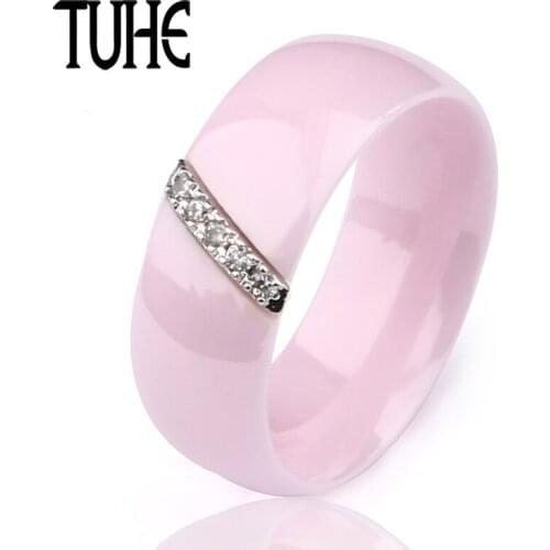 Colorful Ceramic Rings 8MM Wide Big Rings For Women Lady Fashion Jewelry Pink Blue White Black Color Size 6/7/8/9 Christmas Gift