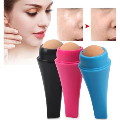 3 Colors Oil-absorbing Volcanic Face Roller Reusable Oil Control Roller Facial Skincare Tool Portable For Home Travel On-the-go