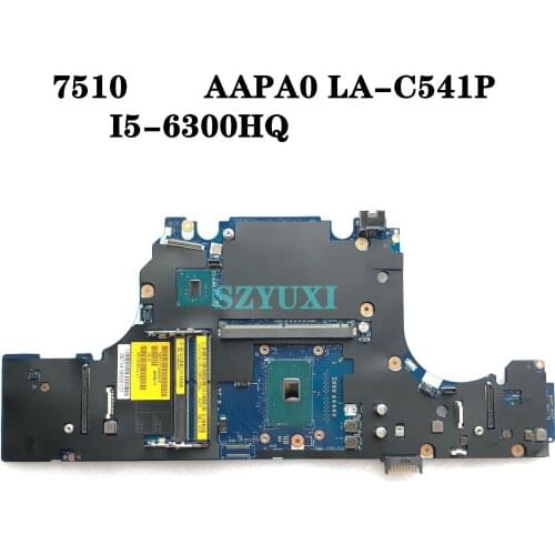 I5-6300HQ For Dell Precision 15 7510 laptop motherboard AAPA0 LA-C541P CN-0Y4C16 Y4C16 0Y4C16 DDR4 mainboard