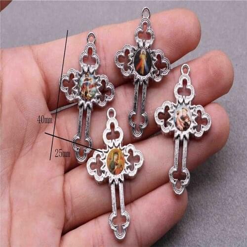 The Catholic Rose Cross of the Mary icon Christ Medal Medal. Michael Angel Cross Medal.50pcs