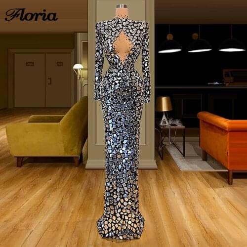 Muslim Mermaid Beaded Evening Dress Custom Crystals Celebrity Party Gowns Dubai African Women Prom Dresses Kaftans Arabic 2020