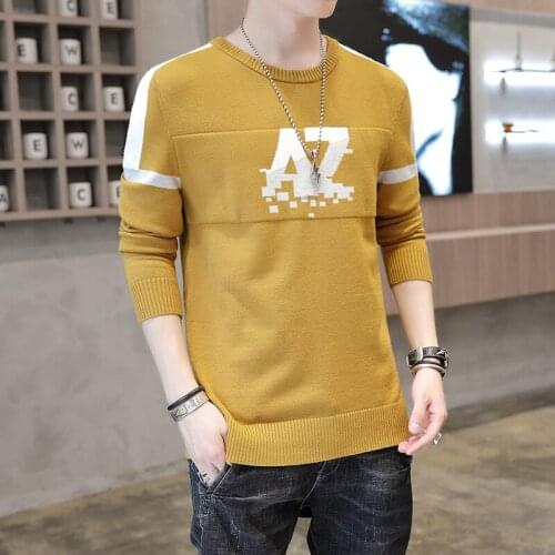 Men sweater student 2020 new arrival autumn and winter Korean style letter pattern male knitted pullover sweater hot sale M80
