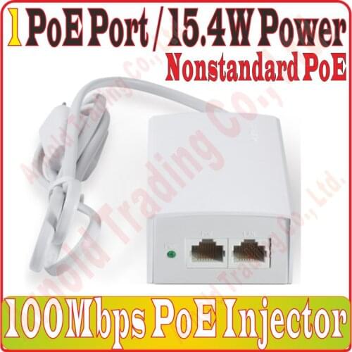 1 PoE Port 15.4W 100Mbps Non-standard PoE Injector 1 CH PoE Switch with Builtin Power Adaptor&DC48V Output support IEEE802.3u