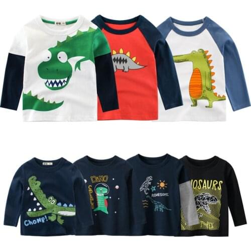New 2021 Autumn Childrens Clothing Boy T-shirt Wholesale Big Dinosaur Pattern Baby Clothing Mother Kids Clothes