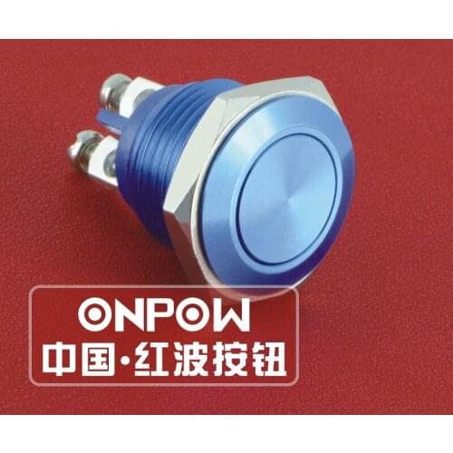 ONPOW 16mm Aluminium Alloy Waterproof IP65 Red/Green/Blue Anti-vandal Momentary Push Button Start Switch (GQ16F-10/) CE,ROHS