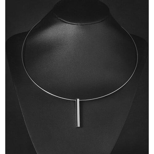 Real Stainless Steel 1mm Thickness Wire Necklace Blank Bar Collar Choker Jewelry Necklace Gifts