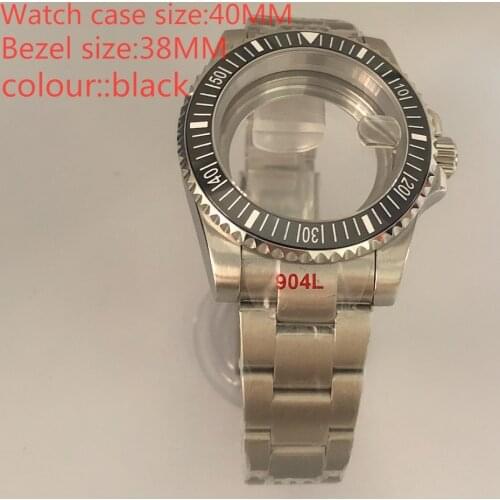 Suitable for NH35 / NH36 Mingzhu2813 Miyota stainless steel self-winding 40mm case, transparent back cover and shiny black bezel