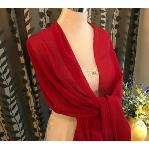 Simple Wedding Shawl Chiffon Bridal Shawl White/Ivory/Red/Black Shawl