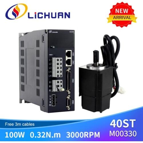 40mm Frame 100w 0.32n.m 40ST-00330 3000rpm with Cables 220v~230v Nema17 Ac Servo Motor and Drive Kit