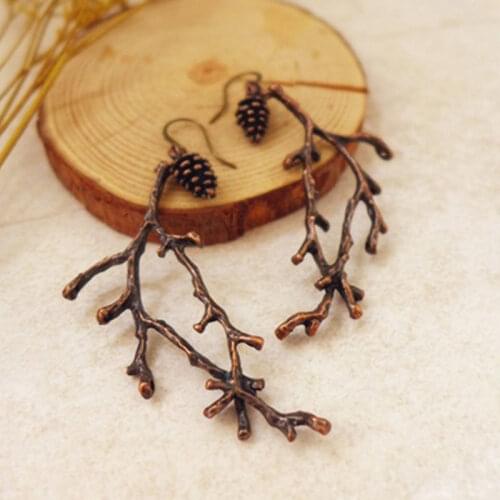Tree Branch Earrings, Pinecone Earrings Nature Earrings Forest Earrings Rustic Charm Jewelry Handmade Aesthetic Accessories