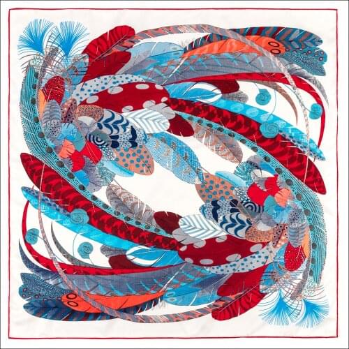 Retro Silk Twill Scarf 90*90cm Square Silk Twill Scarf Hand Rolled Designer Silk Scarfs For Women Vintage Print Silk Scarves