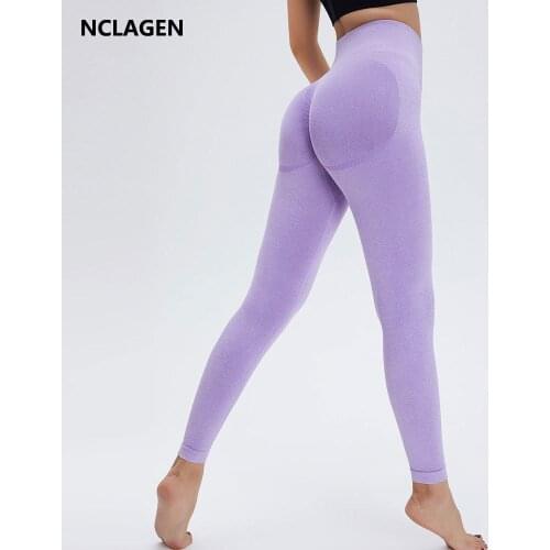 NCLAGEN Yoga Pants High Waist Peach Hip Fitness Leggings Sport Women Squat Proof Elastic GYM Tights Hip Lifting Running Capris