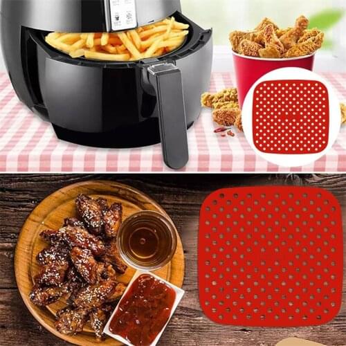 Silicone Air Fryer Liners 7.5in Reusable Square Air Fryer Basket Mats Non-Stick Baking Paper Sheets Kitchen Gadgets Accessories
