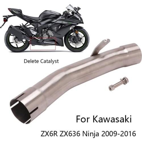 Slip-on Stock Muffler for Kawasaki ZX6R Ninja ZX636 2009-2016 Motorcycle Exhaust Pipe Mid Link Tube Delete Original Catalyst