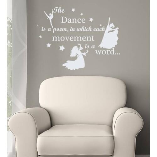 Modern Design Quote Wall Decal The Dance Is A Poem Dance Studio Vinyl Wall Stickers Kids Rooms Art Mural Home Decor Window SY210