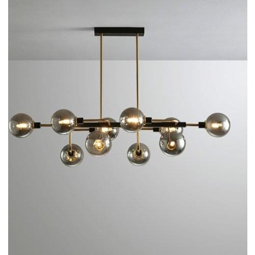 Modern Minimalism Glass Globe G9 Led Pendant Lights Straight Metal Rod Led Hanging Lamp Led Luminarias Dining Room Suspend Lamp