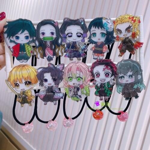 Anime Cartoon Rubber Band Acrylic Girl Rubber Band Cosplay Demon Killer Blade Rubber Band Cute Headband cosplay 2020 2021