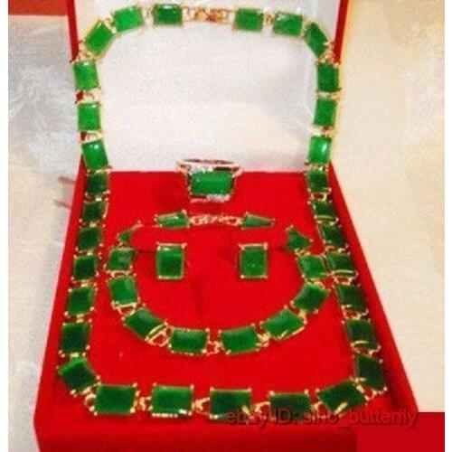 Jewelry Charming new green necklace bracelet earring ring 7,8, 9 choice set have no