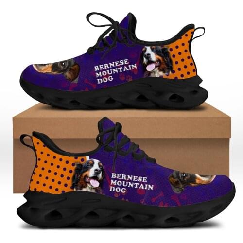 FORUDESIGNS Women Casual Flats Sneakers Bernese Mountain Dog Print Ladies Fashion Beach Walks Shoes Custom Design Zapatos Mujer