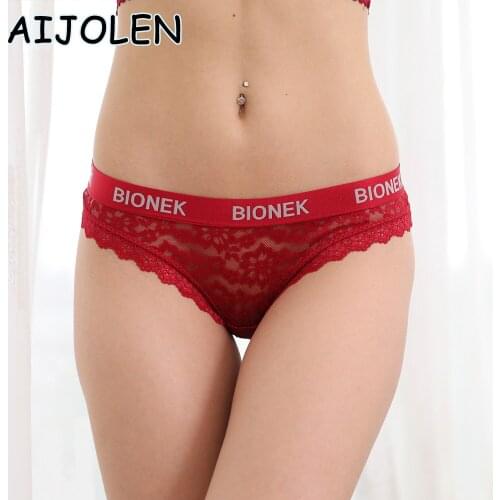 AIJOLEN Womens Sexy Lace Panties Hollow Flower Underwear Solid Color Soft Thong and G String Fashion Letter Panties Underpants