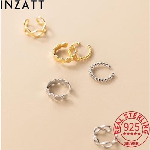 INZATT Real 925 Sterling Silver Minimalist Cross Wave Line Clip Earrings For Fashion Women Party Fine Jewelry Punk Accessories