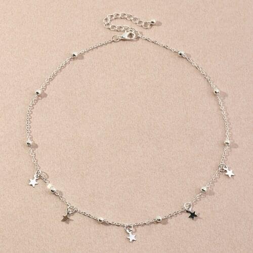 Bohemian Style Star Gold Silver Color Women Choker Necklaces Pendants Femme Chain Beads Jewelry Kpop Collare Gift
