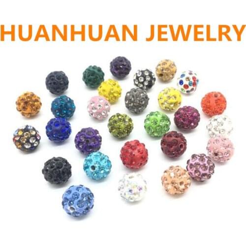 10pcs 10mm Disco Round Ball Crystal Rhinestones Loose Spacer Charm Beads for DIY Jewelry Making Accessories Supplies Wholesale