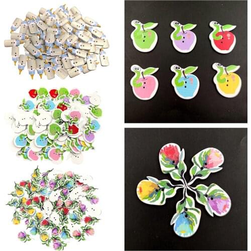 100 Scrapbooking Sewing Buttons for Knitting Crocheting Craft Wooden Buttons
