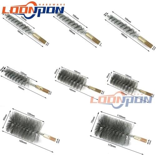 18-75mm M12 thread Steel Wire Pipe Tube Wire Pipe Tube Brush Test Tube Brush Water Pipe Sweep Cleaning Chimney 1-8pcs