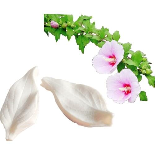 2Pcs Hibiscus Leaf Silicone Mold Cake Decorating Tool Chocolate Gumpaste Fondant Mould Sugarcraft, Kitchen M2098